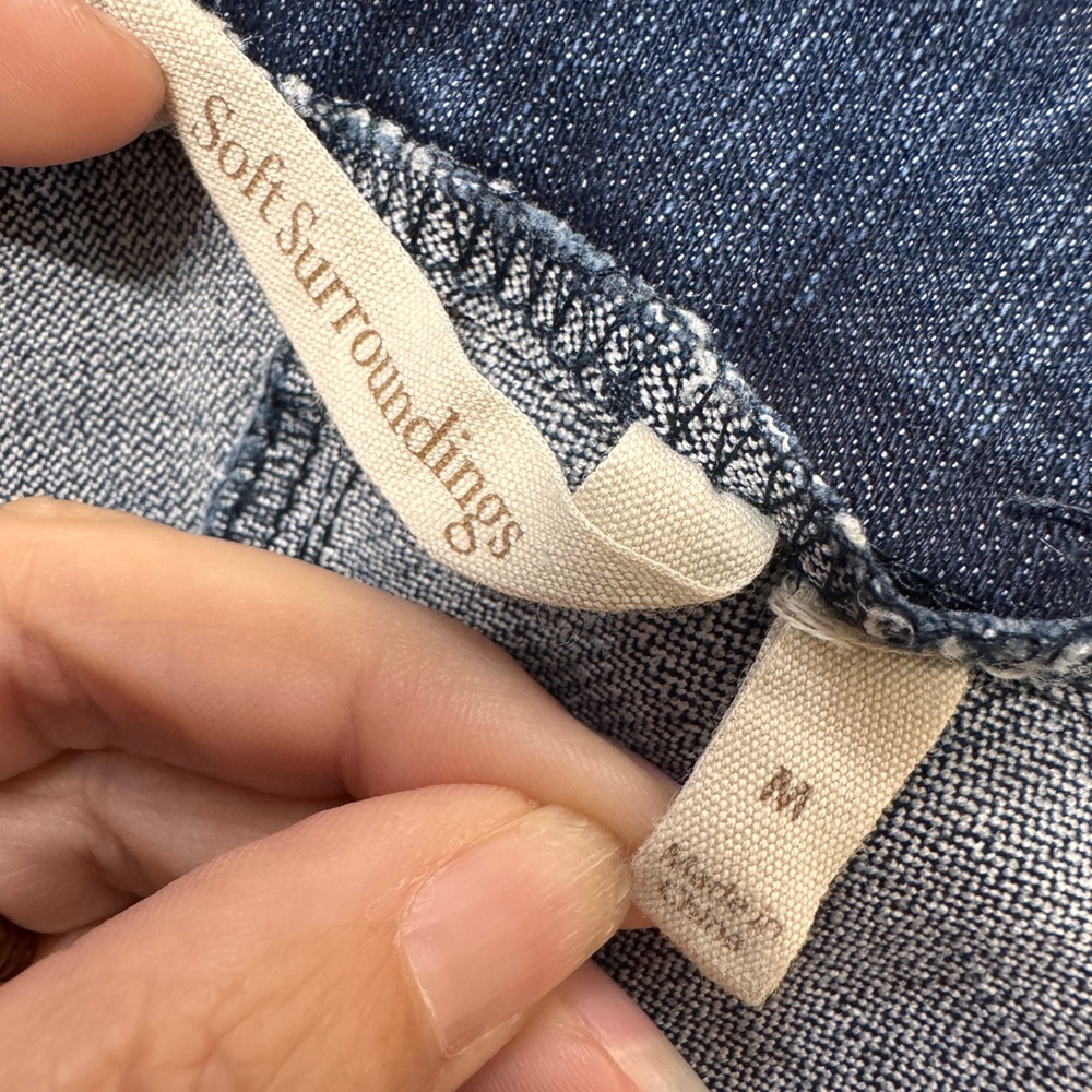 Soft Surroundings Super Stretch Pull On Capri Jeans M Medium Dark High Waist - Picture 5 of 6